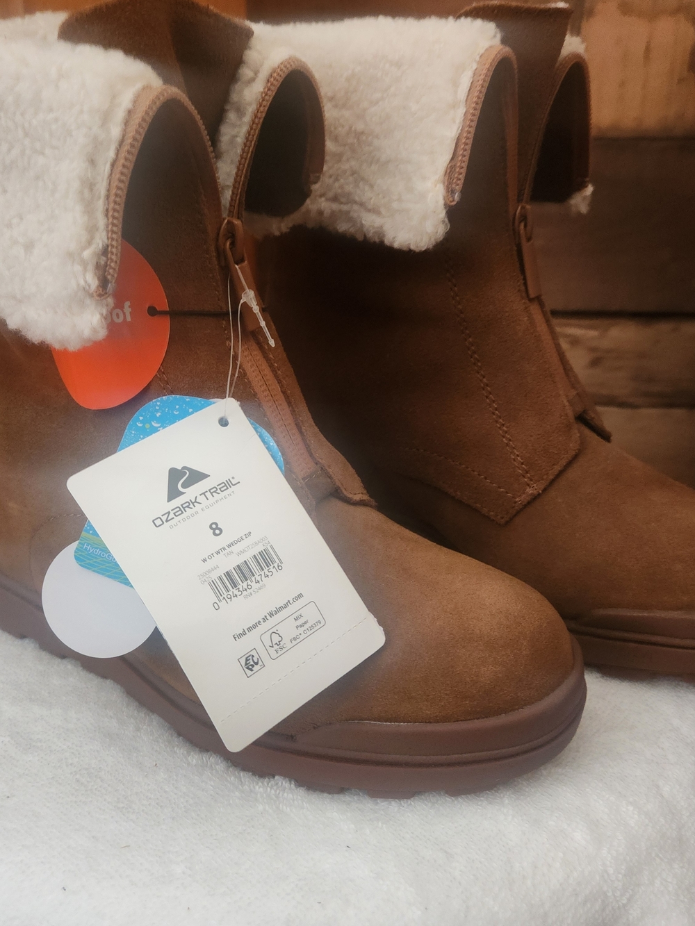 Ozark Trail Brown Full Zip Wedge Winter Boots- NWT Womens Size 8